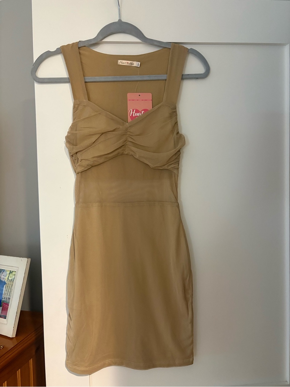 Heart & Hips Mini Dress in Tan